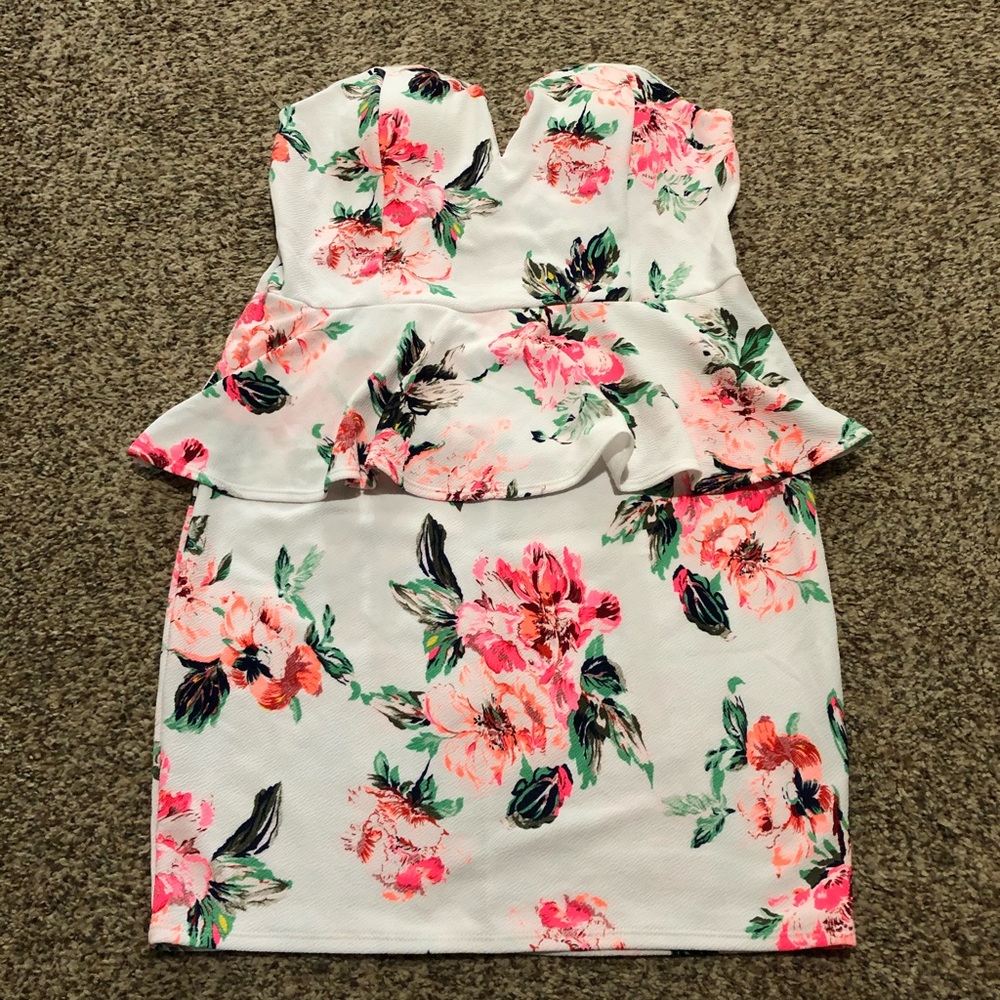 Strapless floral dress